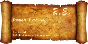 Remes Ervina névjegykártya